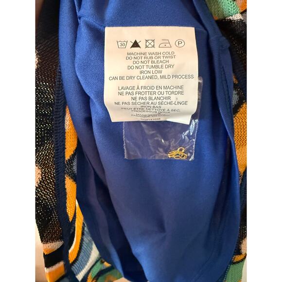 Ramy Brook Mini Dress Blue Green Mod Size 10 Large NWT Missoni-Inspired Resort - Picture 6 of 9